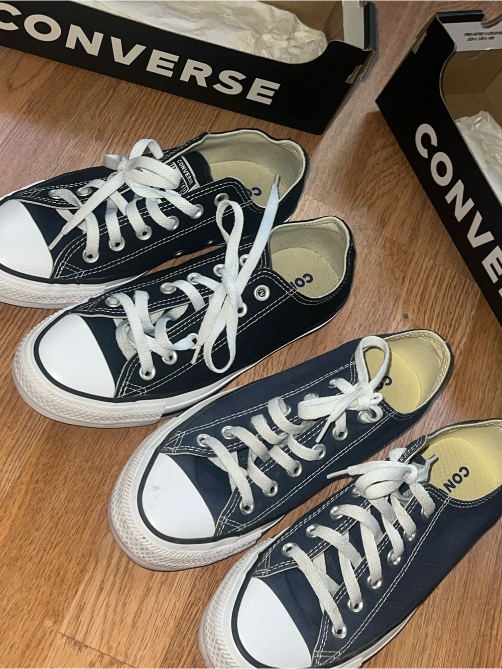 Converse Low Top Canvas Sneakers in Navy/Black and White